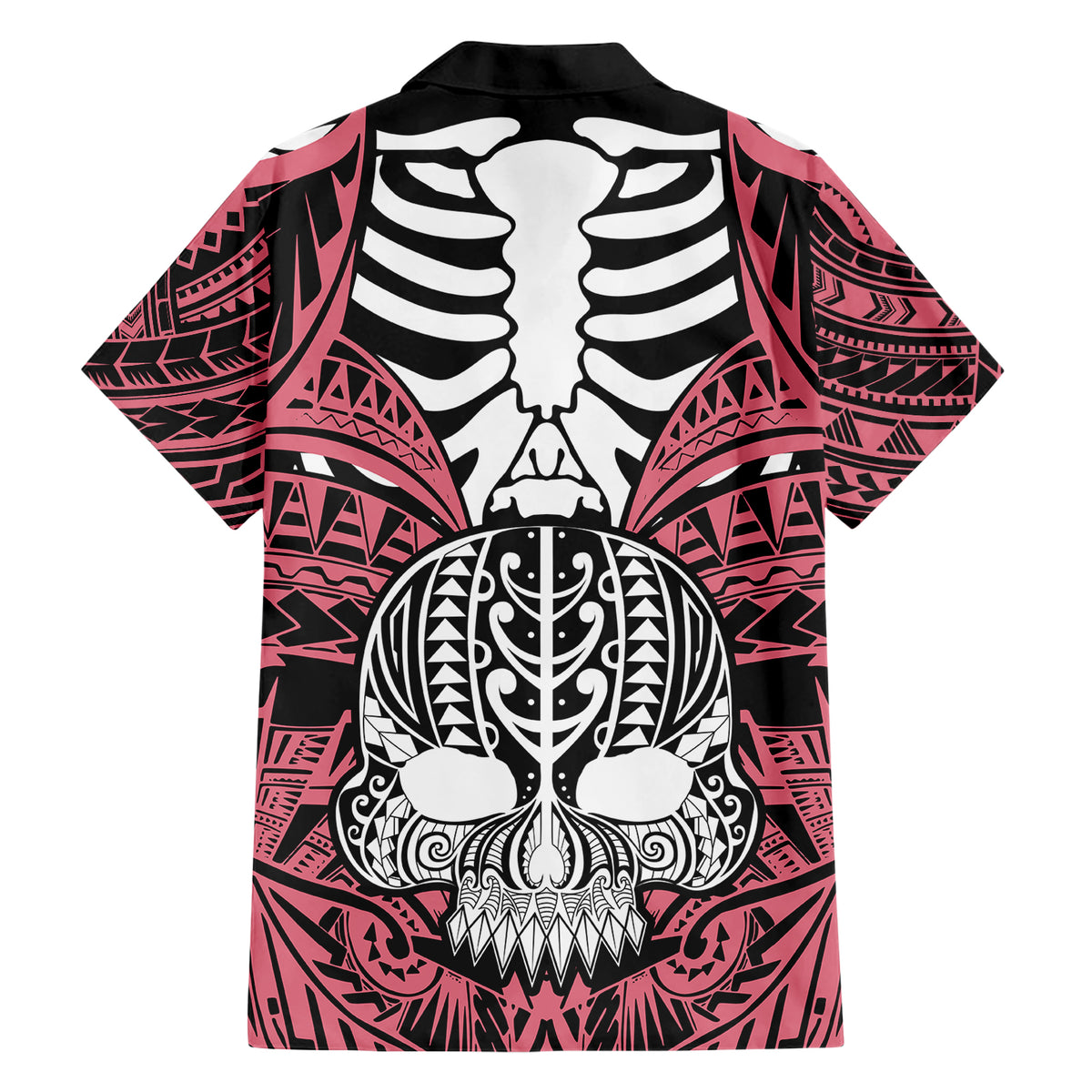 Personalised Polynesia Skull Hawaiian Shirt With Boars Tusk Pink Arty Vibe - Wonder Print Shop