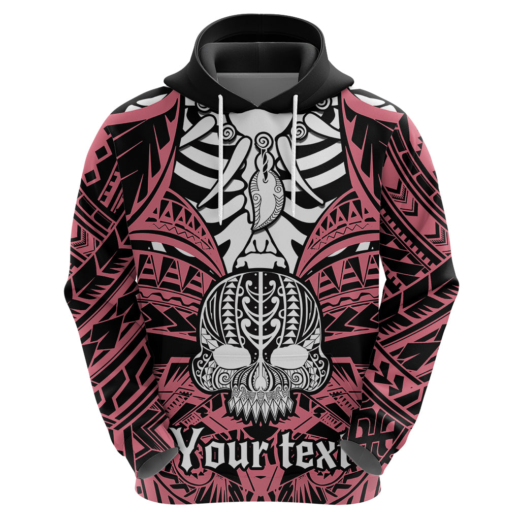 Personalised Polynesia Skull Hoodie With Boars Tusk Pink Arty Vibe - Wonder Print Shop
