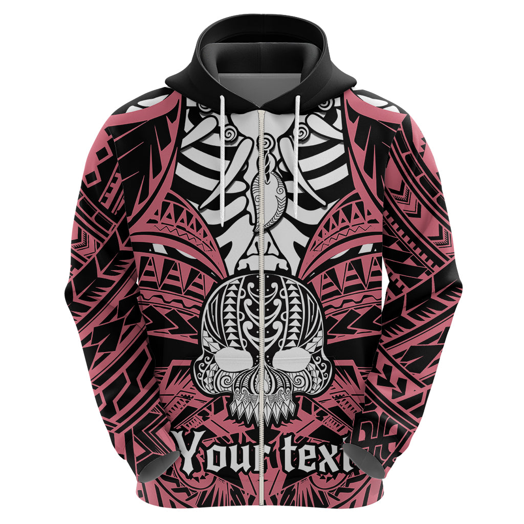 Personalised Polynesia Skull Hoodie With Boars Tusk Pink Arty Vibe - Wonder Print Shop