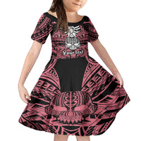 Personalised Polynesia Skull Kid Short Sleeve Dress With Boars Tusk Pink Arty Vibe - Wonder Print Shop