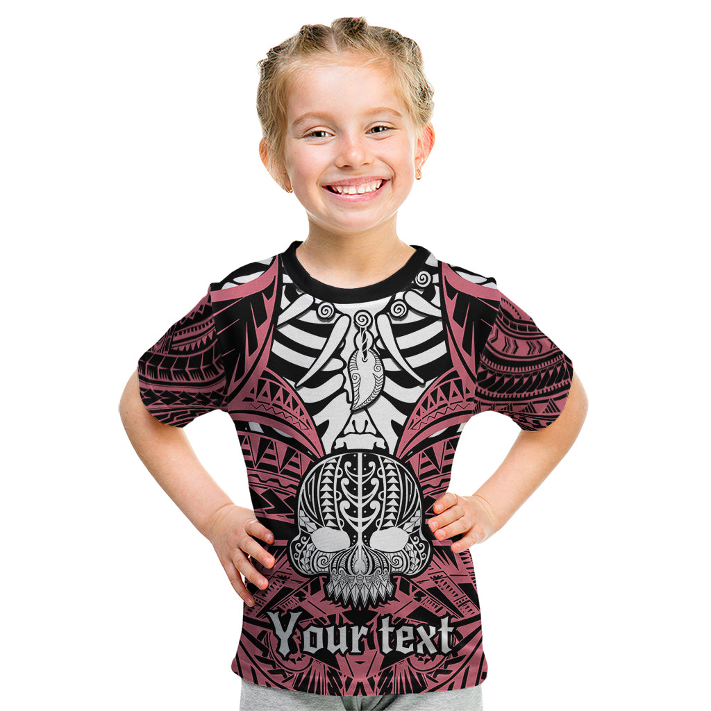 Personalised Polynesia Skull Kid T Shirt With Boars Tusk Pink Arty Vibe - Wonder Print Shop