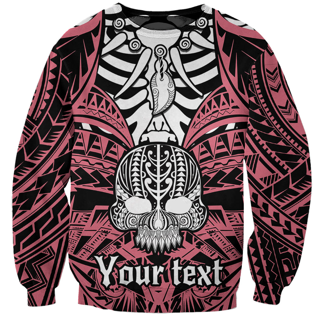 Personalised Polynesia Skull Sweatshirt With Boars Tusk Pink Arty Vibe - Wonder Print Shop