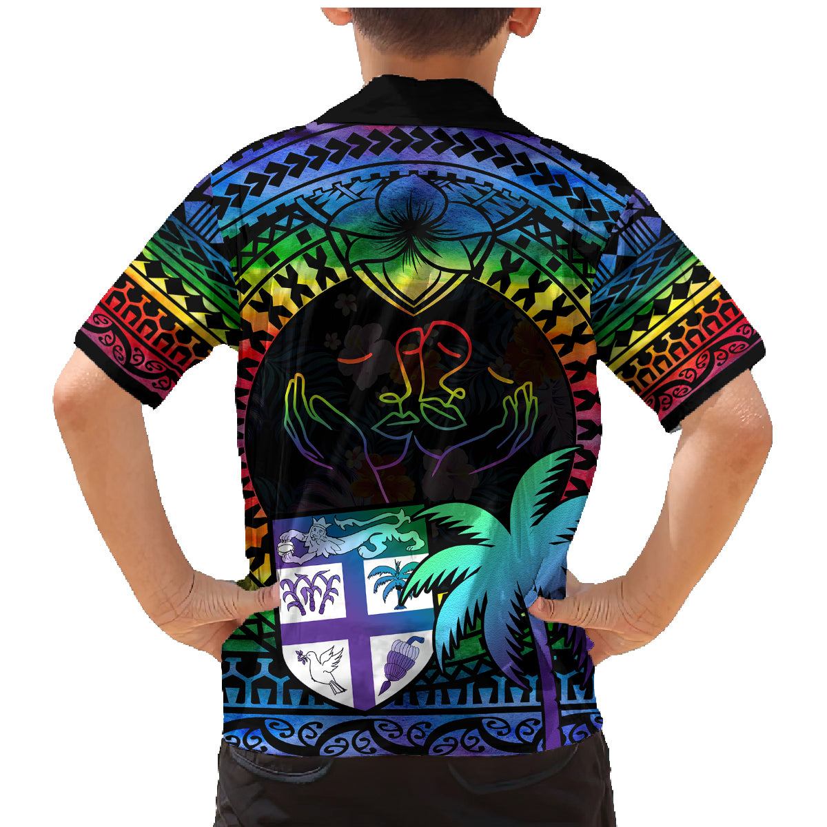 Fiji LGBT Family Matching Mermaid Dress and Hawaiian Shirt Love Is Love Tapa Pattern Rainbow Water Color LT9 - Wonder Print Shop