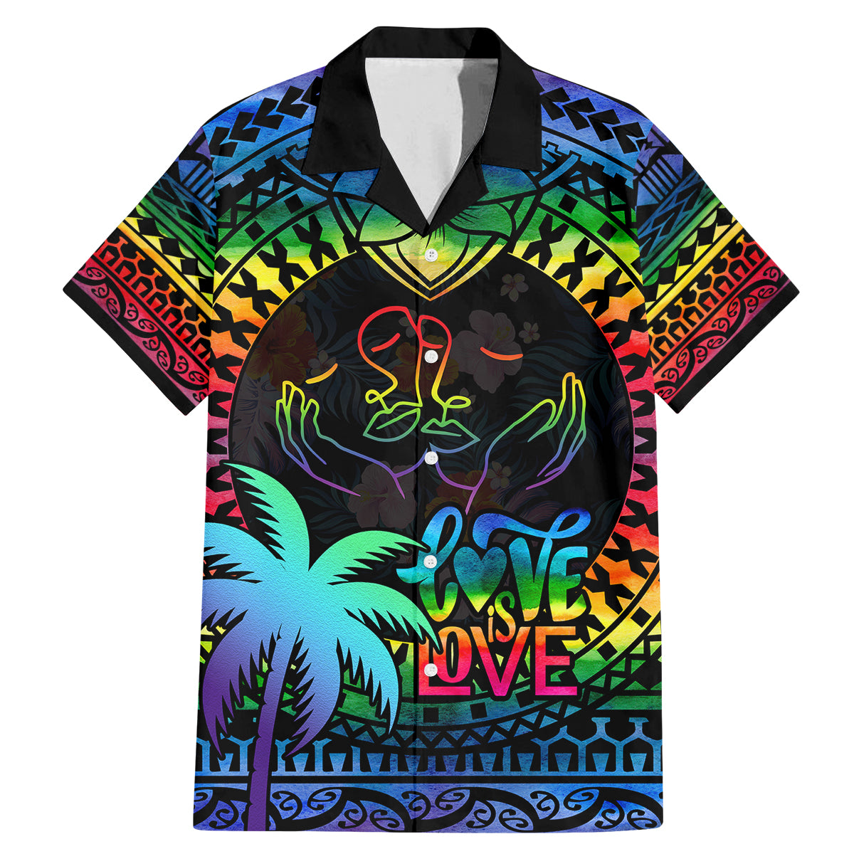 Fiji LGBT Family Matching Mermaid Dress and Hawaiian Shirt Love Is Love Tapa Pattern Rainbow Water Color LT9 - Wonder Print Shop