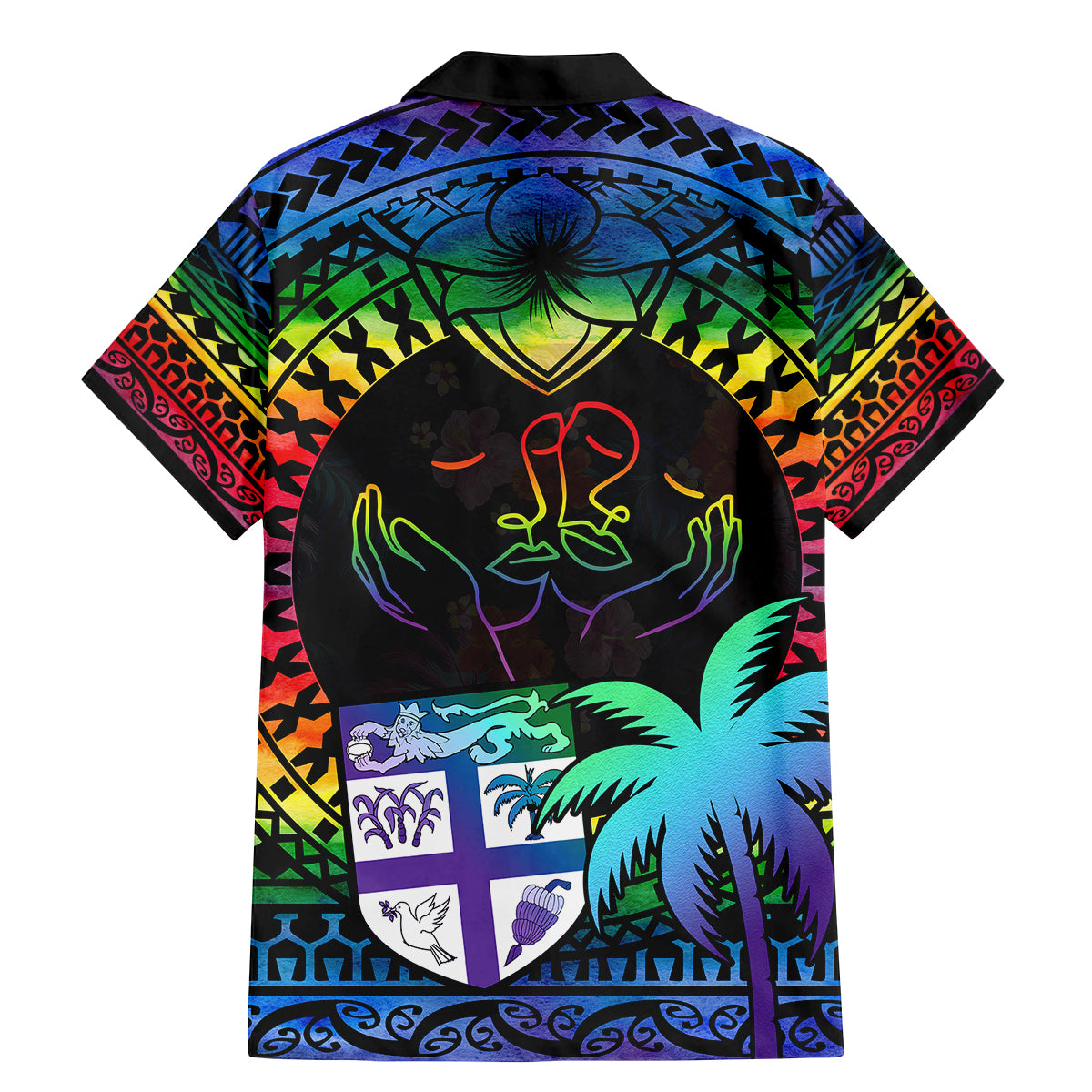 Fiji LGBT Family Matching Mermaid Dress and Hawaiian Shirt Love Is Love Tapa Pattern Rainbow Water Color LT9 - Wonder Print Shop