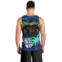 Personalised Fiji LGBT Men Tank Top Love Is Love Tapa Pattern Rainbow Water Color - Wonder Print Shop