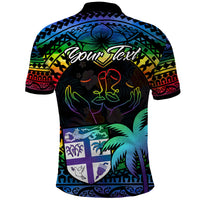 Personalised Fiji LGBT Polo Shirt Love Is Love Tapa Pattern Rainbow Water Color - Wonder Print Shop