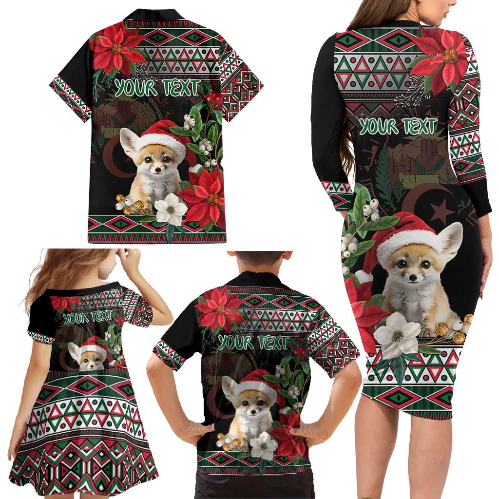Algeria Christmas Personalized Family Matching Long Sleeve Bodycon Dress and Hawaiian Shirt Fennec Fox Santa and Traditional Pattern LT9 - Wonder Print Shop
