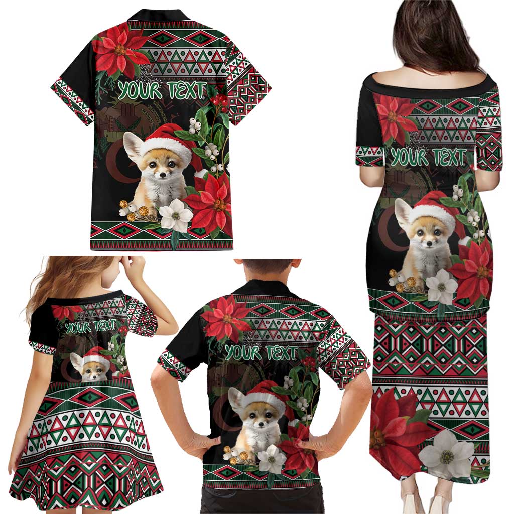 Algeria Christmas Personalized Family Matching Puletasi and Hawaiian Shirt Fennec Fox Santa and Traditional Pattern - Wonder Print Shop