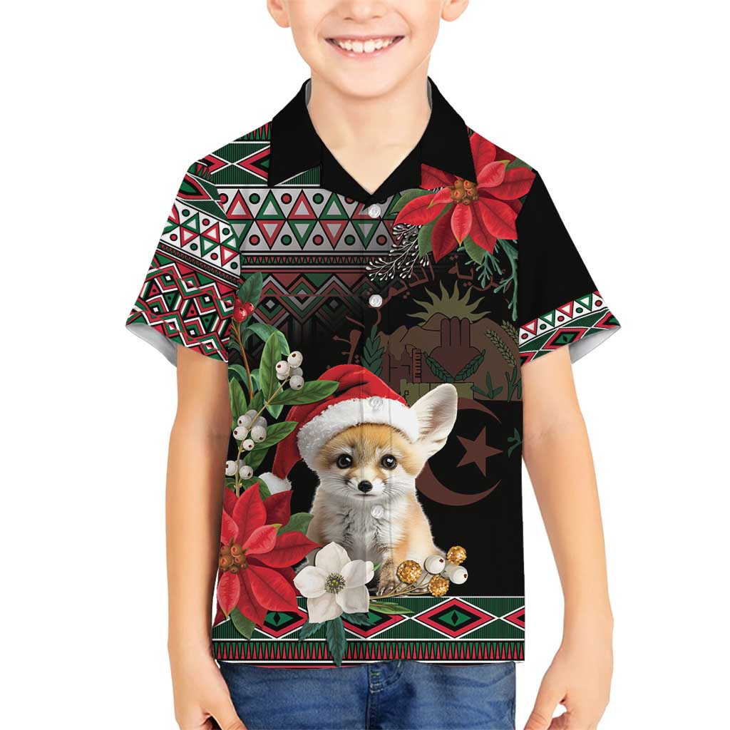 Algeria Christmas Personalized Family Matching Puletasi and Hawaiian Shirt Fennec Fox Santa and Traditional Pattern - Wonder Print Shop