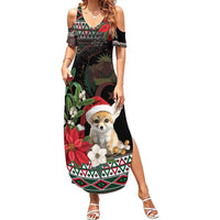 Algeria Christmas Personalized Family Matching Summer Maxi Dress and Hawaiian Shirt Fennec Fox Santa and Traditional Pattern - Wonder Print Shop