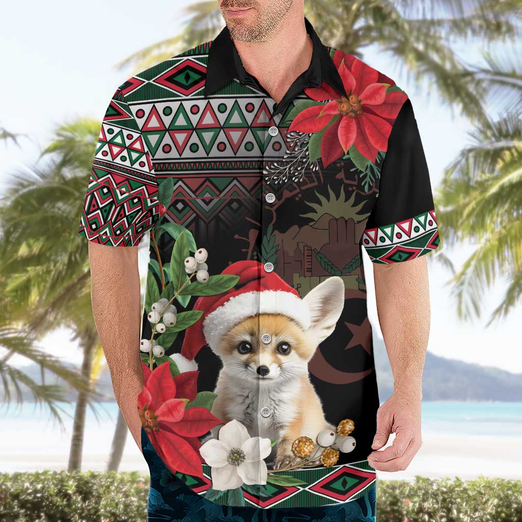 Algeria Christmas Personalized Hawaiian Shirt Fennec Fox Santa and Traditional Pattern - Wonder Print Shop
