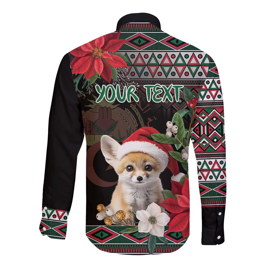 Algeria Christmas Personalized Long Sleeve Button Shirt Fennec Fox Santa and Traditional Pattern - Wonder Print Shop