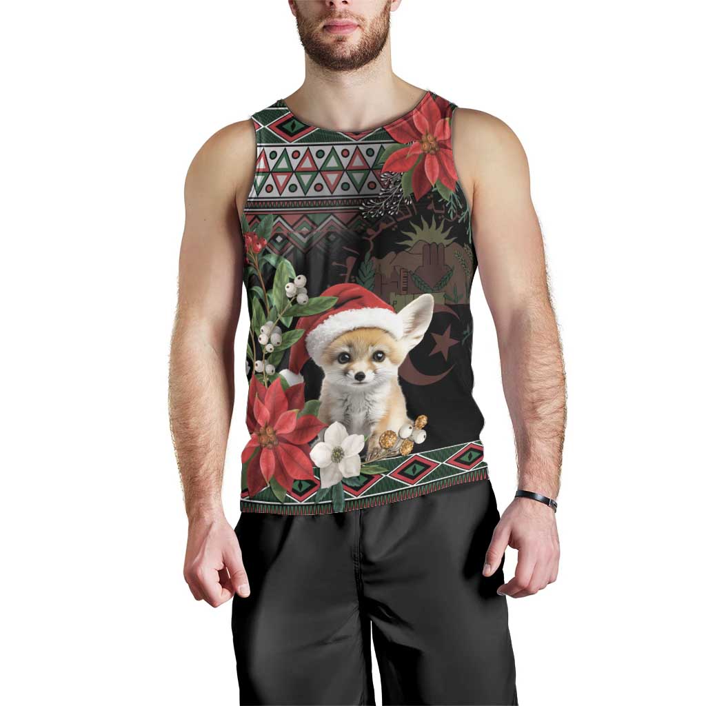 Algeria Christmas Personalized Men Tank Top Fennec Fox Santa and Traditional Pattern - Wonder Print Shop