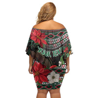 Algeria Christmas Personalized Off Shoulder Short Dress Fennec Fox Santa and Traditional Pattern - Wonder Print Shop