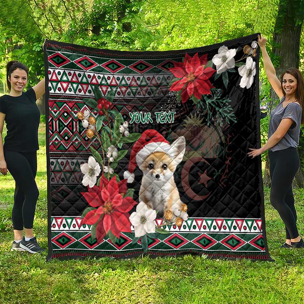 Algeria Christmas Personalized Quilt Fennec Fox Santa and Traditional Pattern - Wonder Print Shop