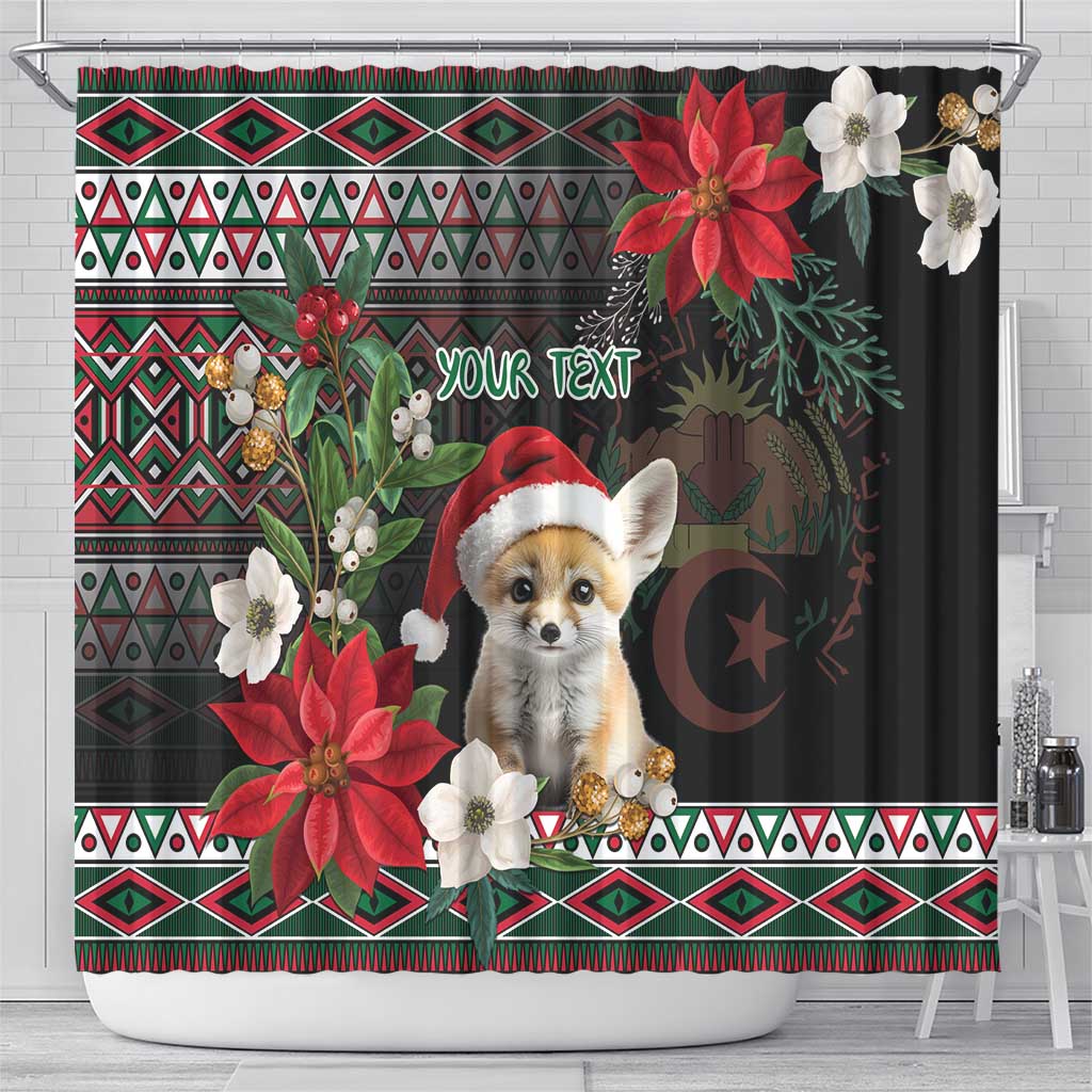 Algeria Christmas Personalized Shower Curtain Fennec Fox Santa and Traditional Pattern