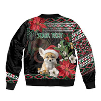 Algeria Christmas Personalized Sleeve Zip Bomber Jacket Fennec Fox Santa and Traditional Pattern - Wonder Print Shop