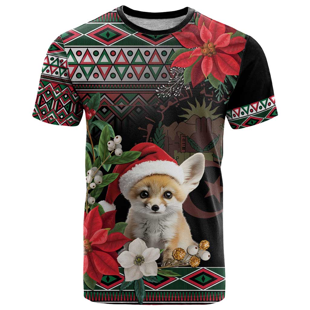 Algeria Christmas Personalized T Shirt Fennec Fox Santa and Traditional Pattern - Wonder Print Shop