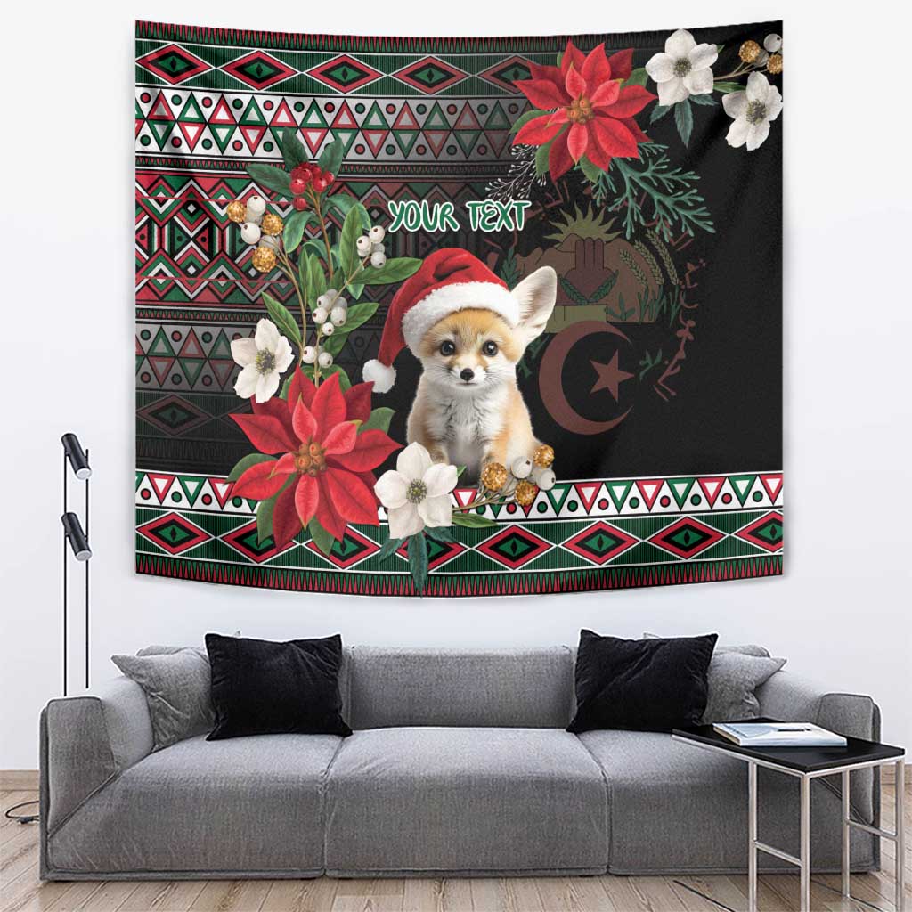 Algeria Christmas Personalized Tapestry Fennec Fox Santa and Traditional Pattern - Wonder Print Shop
