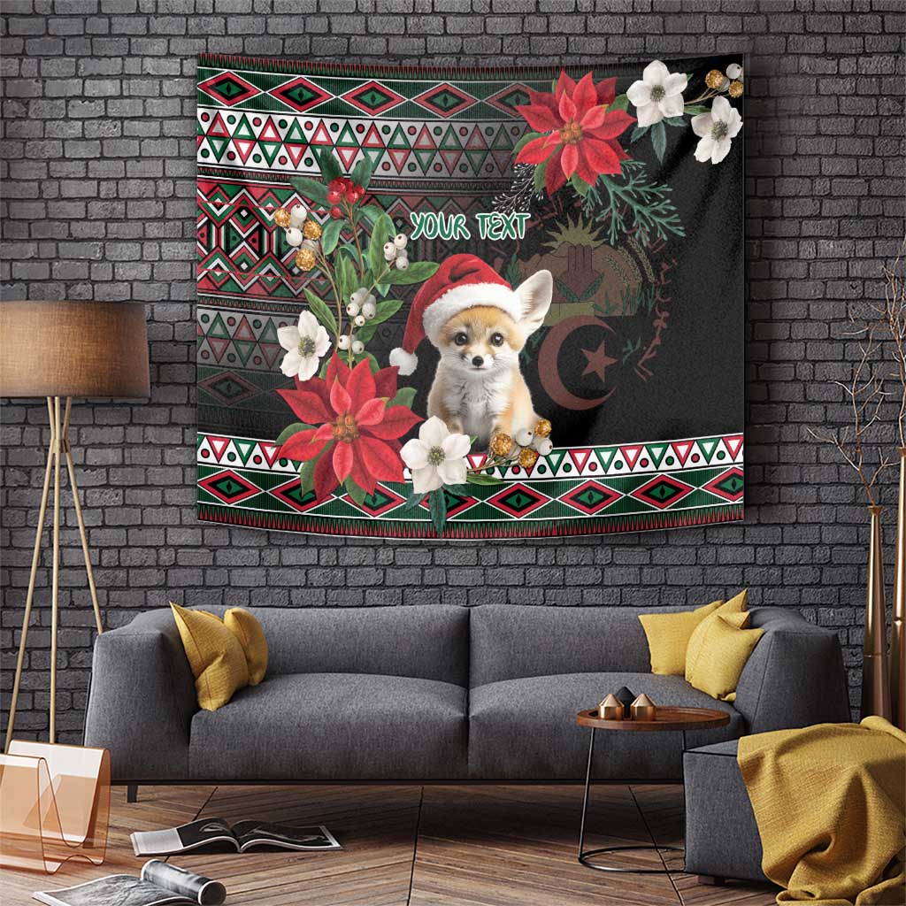 Algeria Christmas Personalized Tapestry Fennec Fox Santa and Traditional Pattern - Wonder Print Shop