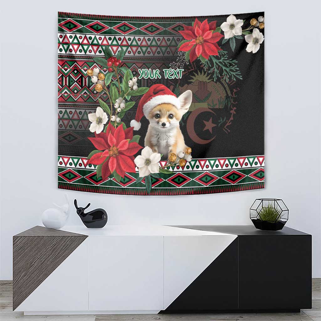 Algeria Christmas Personalized Tapestry Fennec Fox Santa and Traditional Pattern - Wonder Print Shop
