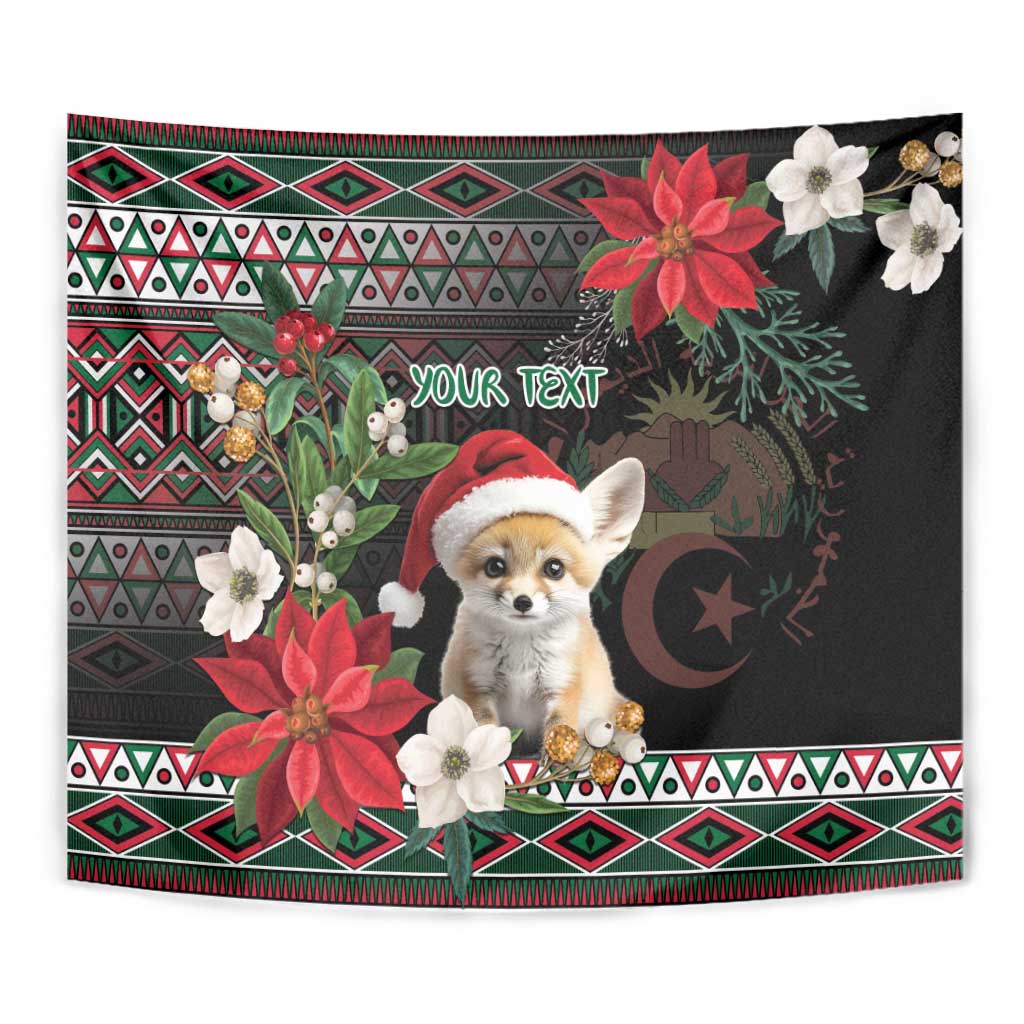 Algeria Christmas Personalized Tapestry Fennec Fox Santa and Traditional Pattern - Wonder Print Shop