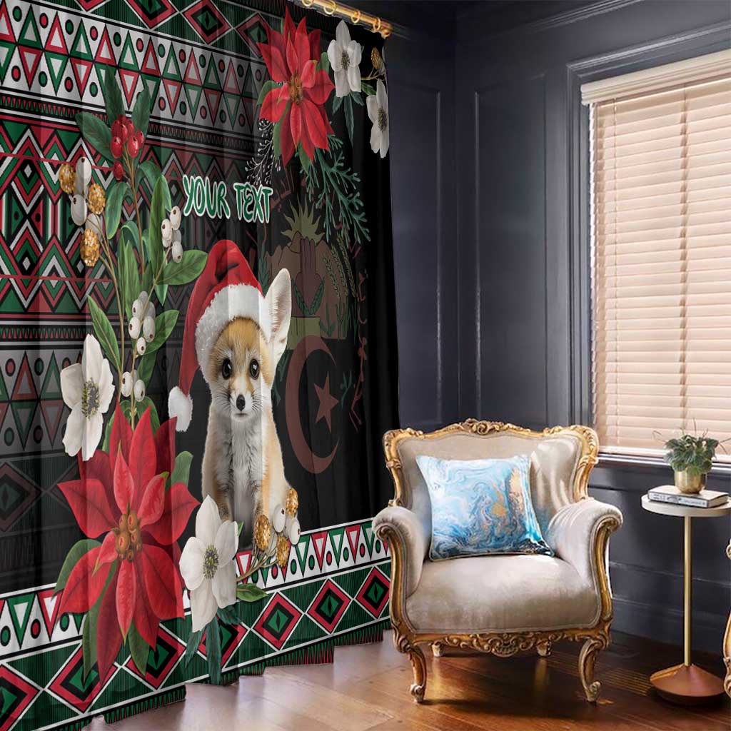 Algeria Christmas Personalized Window Curtain Fennec Fox Santa and Traditional Pattern - Wonder Print Shop