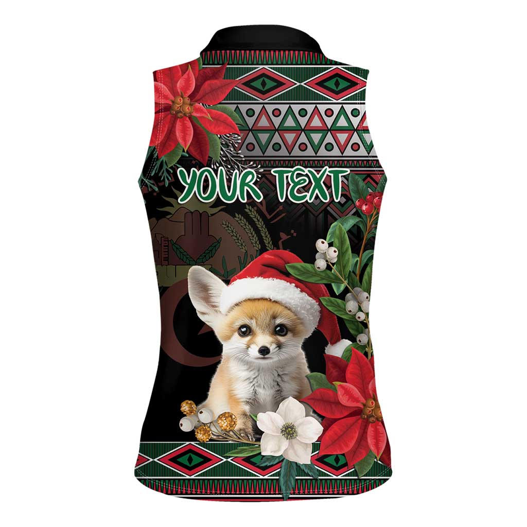 Algeria Christmas Personalized Women Sleeveless Polo Shirt Fennec Fox Santa and Traditional Pattern - Wonder Print Shop