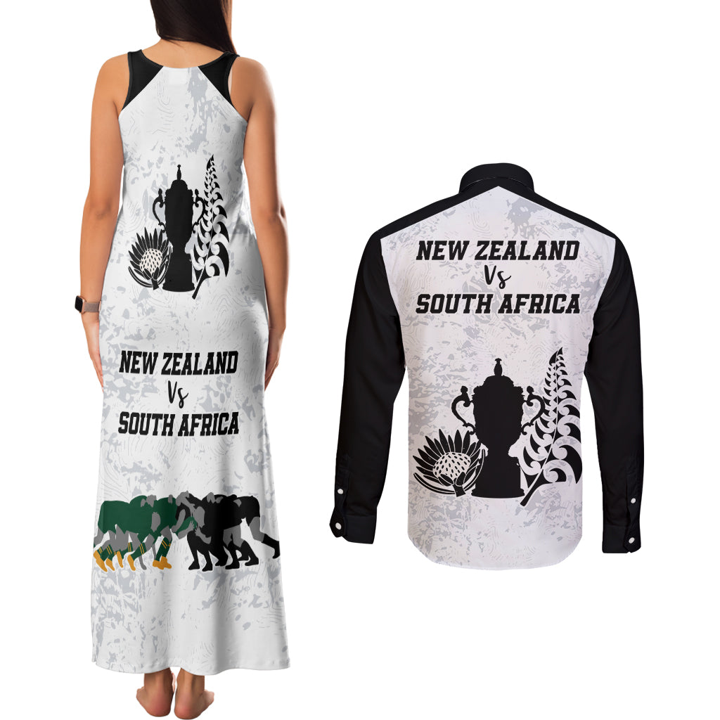 New Zealand South Africa Rugby Couples Matching Tank Maxi Dress and Long Sleeve Button Shirt History Commemorative World Cup Winners Unique LT9 - Wonder Print Shop