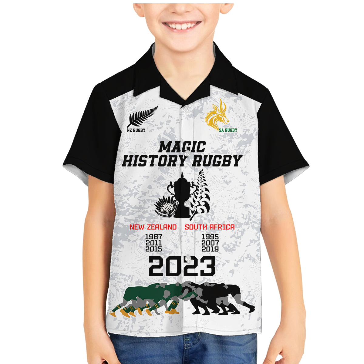 New Zealand South Africa Rugby Family Matching Mermaid Dress and Hawaiian Shirt History Commemorative World Cup Winners Unique LT9 - Wonder Print Shop