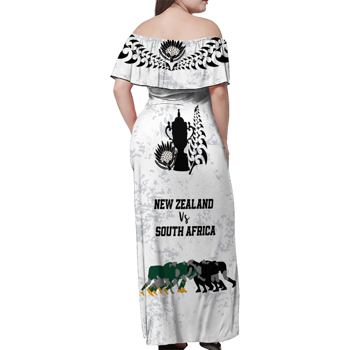 New Zealand South Africa Rugby Family Matching Off Shoulder Maxi Dress and Hawaiian Shirt History Commemorative World Cup Winners Unique LT9 - Wonder Print Shop