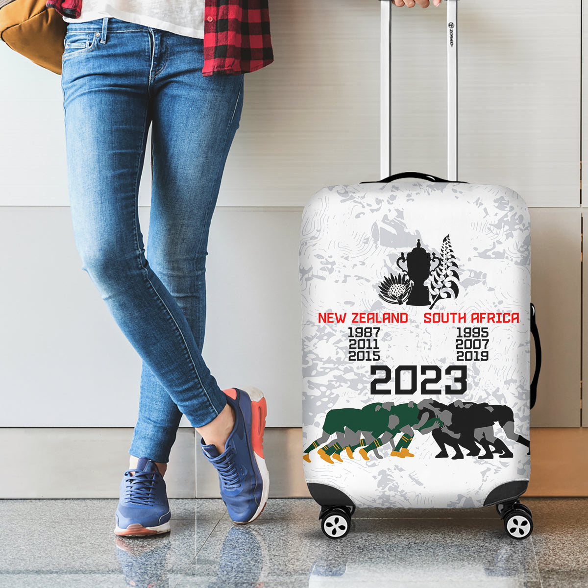 New Zealand South Africa Rugby Luggage Cover History Commemorative World Cup Winners Unique - Wonder Print Shop