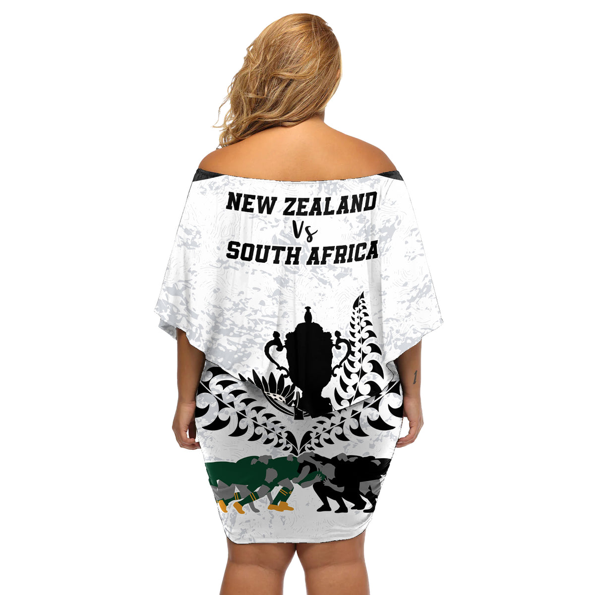 New Zealand South Africa Rugby Off Shoulder Short Dress History Commemorative World Cup Winners Unique - Wonder Print Shop