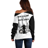 New Zealand South Africa Rugby Off Shoulder Sweater History Commemorative World Cup Winners Unique - Wonder Print Shop