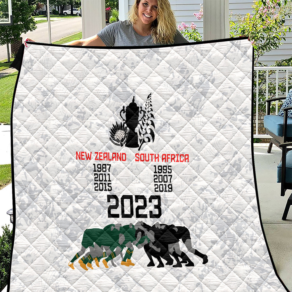 New Zealand South Africa Rugby Quilt History Commemorative World Cup Winners Unique - Wonder Print Shop