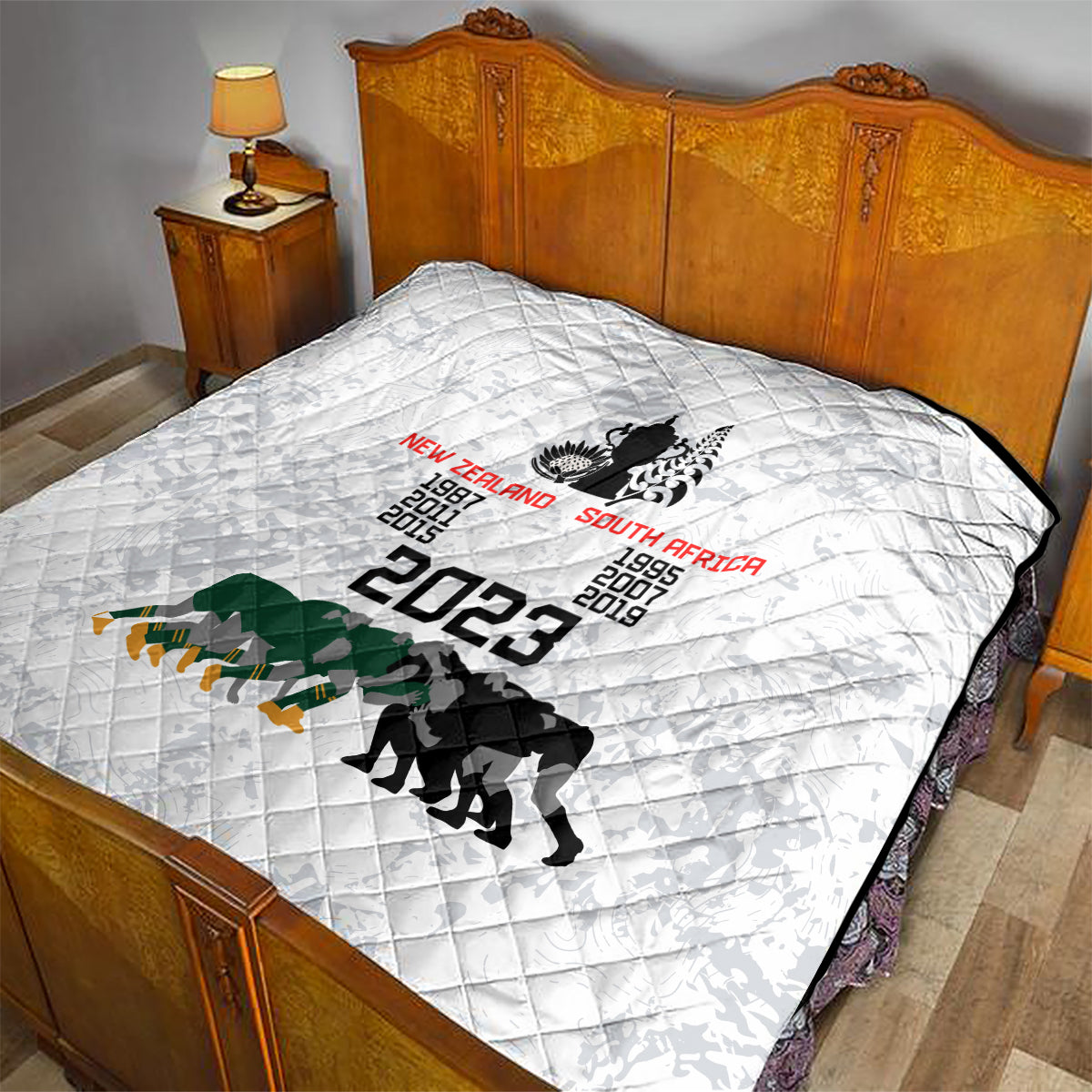New Zealand South Africa Rugby Quilt History Commemorative World Cup Winners Unique - Wonder Print Shop