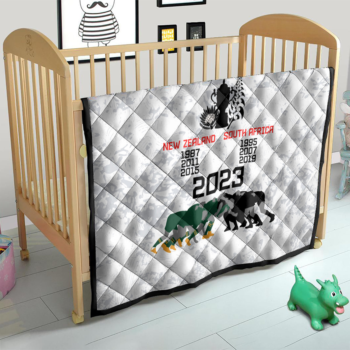 New Zealand South Africa Rugby Quilt History Commemorative World Cup Winners Unique - Wonder Print Shop