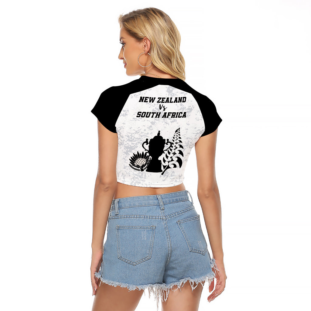 New Zealand South Africa Rugby Raglan Cropped T Shirt History Commemorative World Cup Winners Unique - Wonder Print Shop
