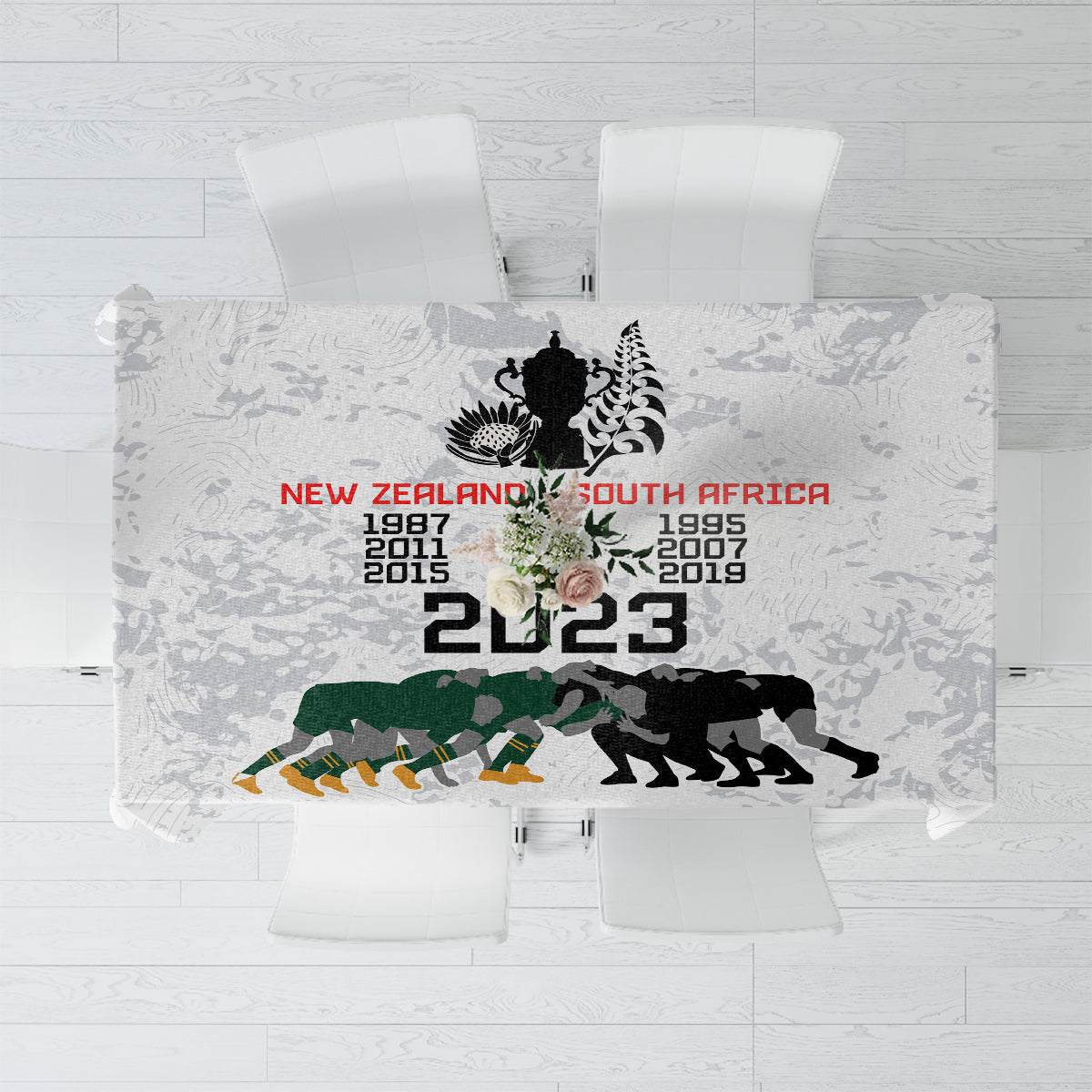 New Zealand South Africa Rugby Tablecloth History Commemorative World Cup Winners Unique - Wonder Print Shop