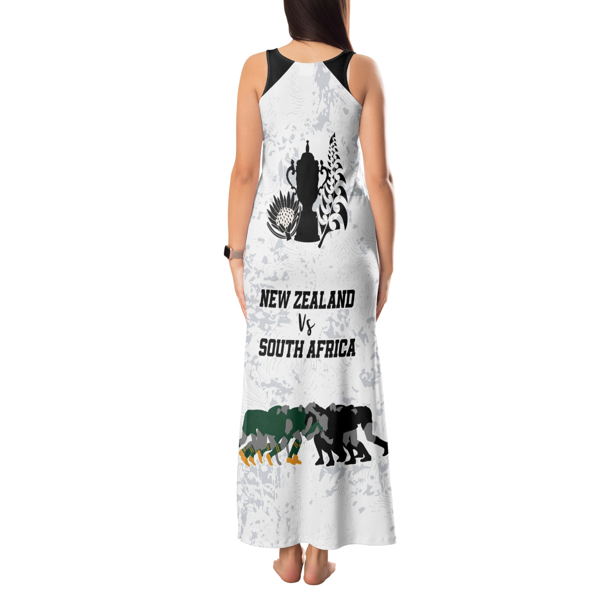 New Zealand South Africa Rugby Tank Maxi Dress History Commemorative World Cup Winners Unique - Wonder Print Shop