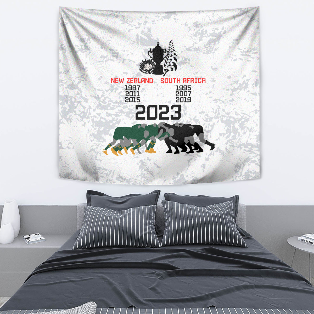 New Zealand South Africa Rugby Tapestry History Commemorative World Cup Winners Unique - Wonder Print Shop