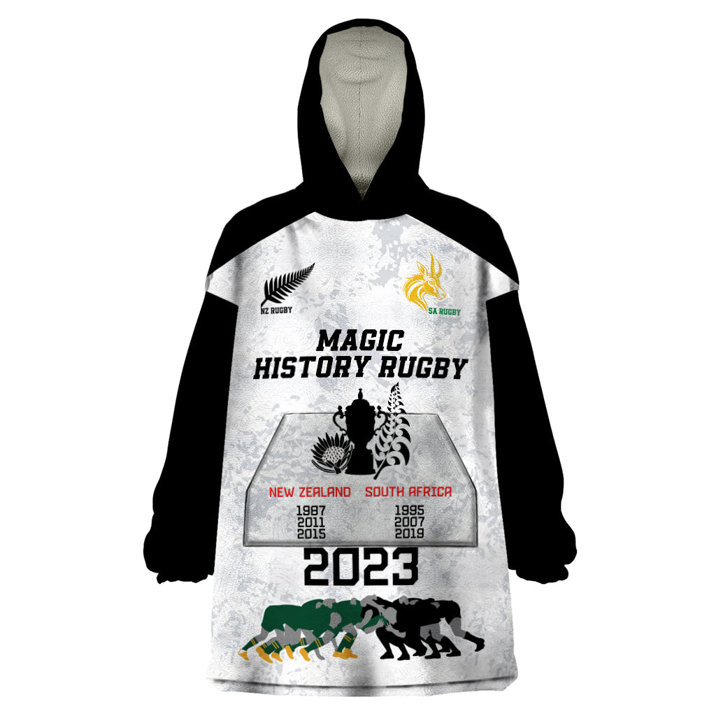 New Zealand South Africa Rugby Wearable Blanket Hoodie History Commemorative World Cup Winners Unique - Wonder Print Shop