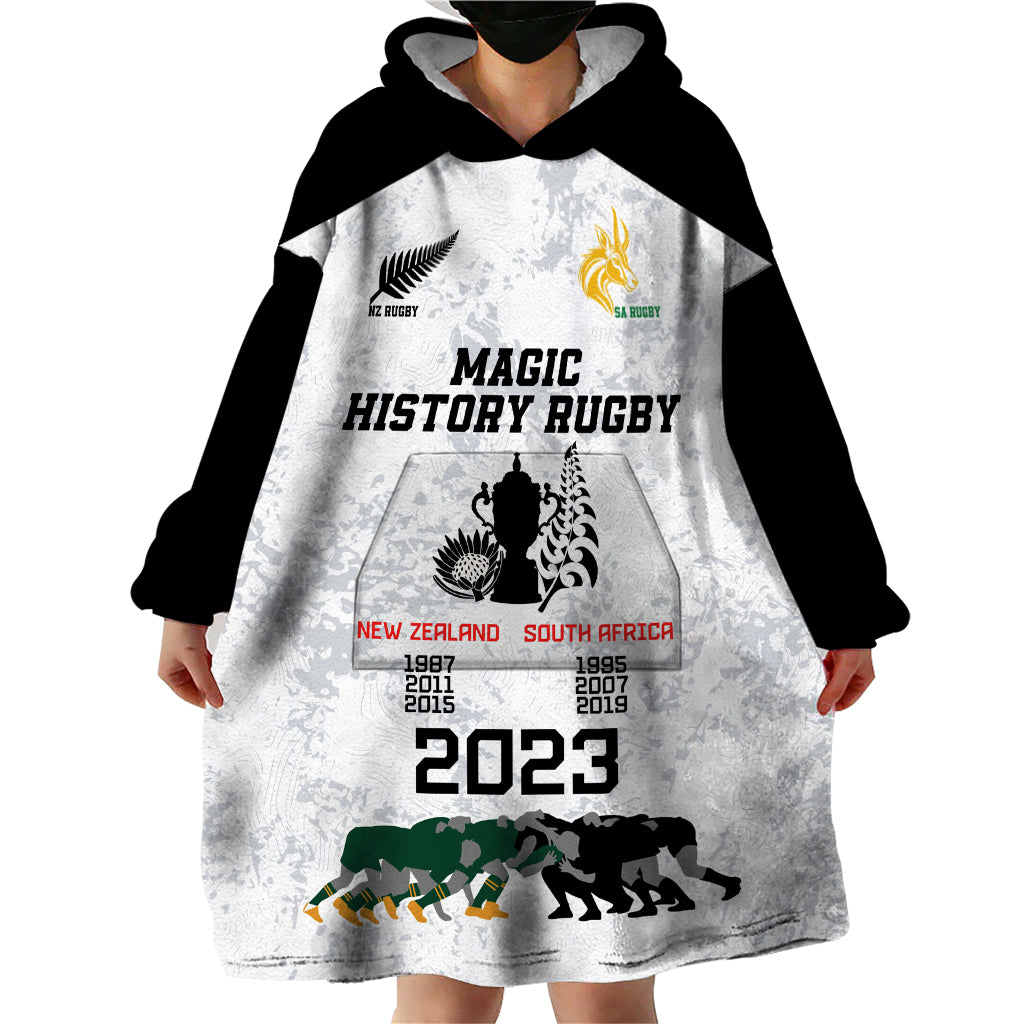 New Zealand South Africa Rugby Wearable Blanket Hoodie History Commemorative World Cup Winners Unique - Wonder Print Shop