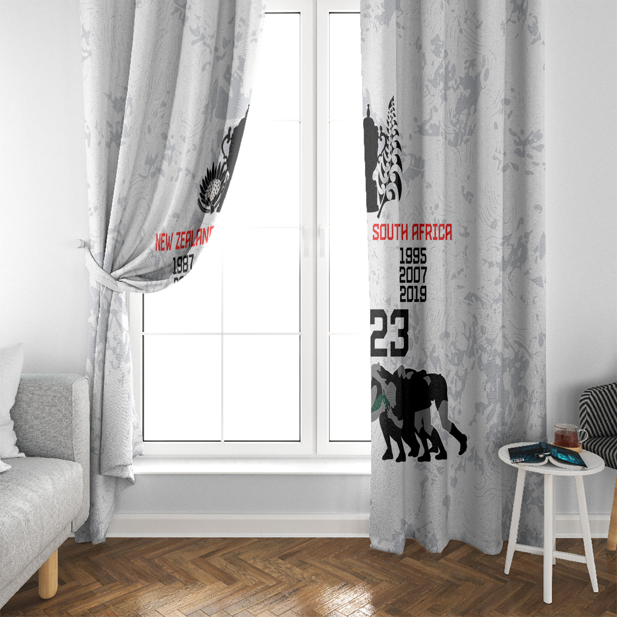 New Zealand South Africa Rugby Window Curtain History Commemorative World Cup Winners Unique - Wonder Print Shop