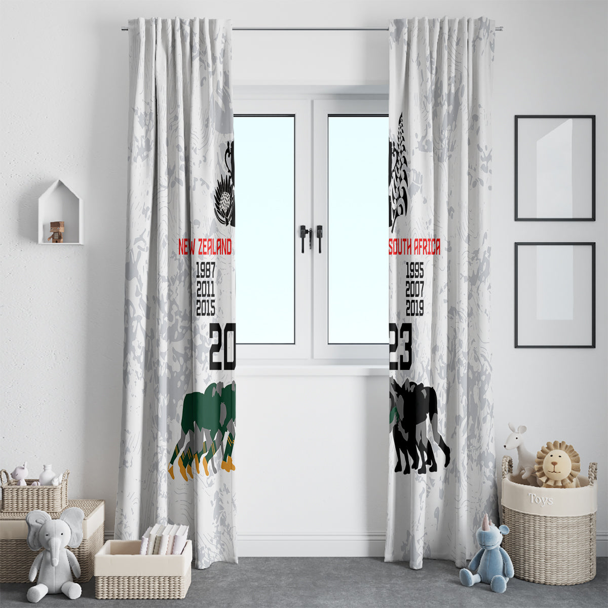 New Zealand South Africa Rugby Window Curtain History Commemorative World Cup Winners Unique - Wonder Print Shop