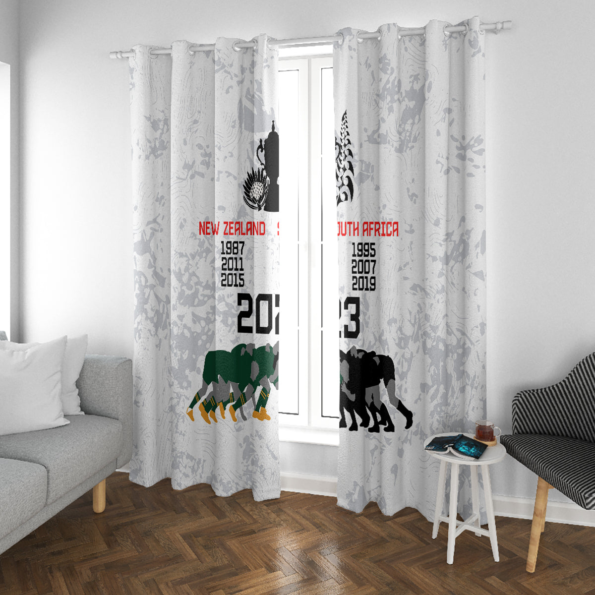 New Zealand South Africa Rugby Window Curtain History Commemorative World Cup Winners Unique - Wonder Print Shop