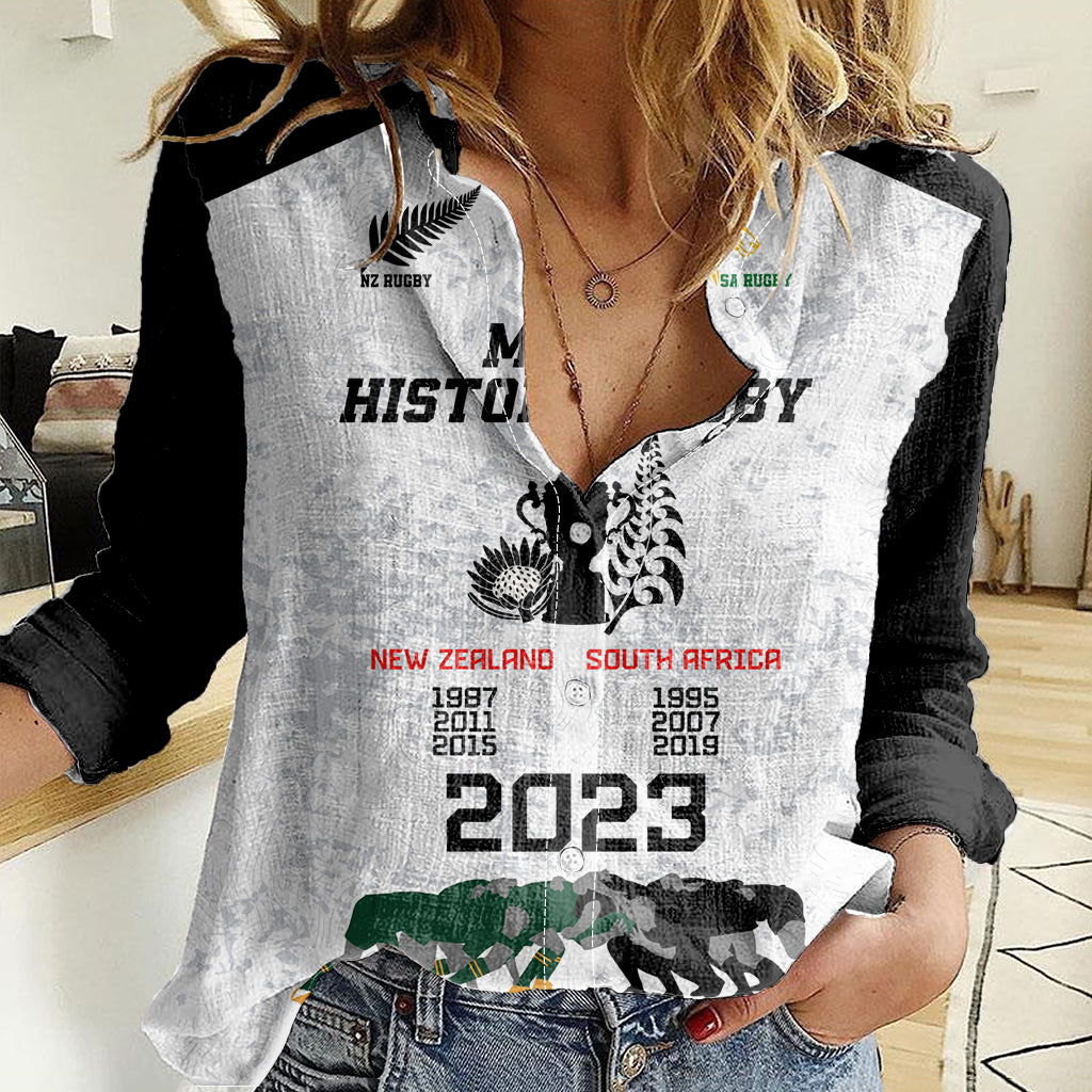 New Zealand South Africa Rugby Women Casual Shirt History Commemorative World Cup Winners Unique - Wonder Print Shop