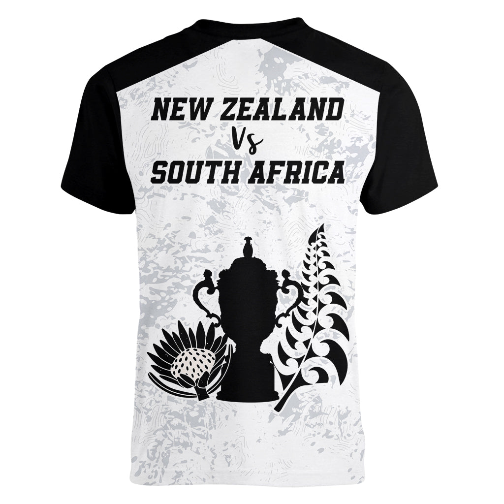 New Zealand South Africa Rugby Women V Neck T Shirt History Commemorative World Cup Winners Unique - Wonder Print Shop
