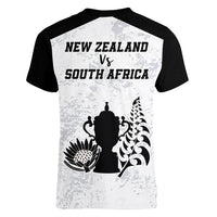 New Zealand South Africa Rugby Women V Neck T Shirt History Commemorative World Cup Winners Unique - Wonder Print Shop